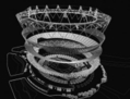 Ce dessin éclaté montre les différents éléments de la conception du stade olympique de Londres. Les 25 000 sièges permanents étant sur la couche du bas. (Avec l’autorisation de Populous Architects)