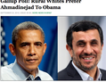 u00abSondage Gallup: la population blanche rurale préfère Ahmadinejad à Obama». Capture d’écran de l’article original publié dans <i>The Onion</i>. (Avec l’amabilité de The <i>Onion</i>)