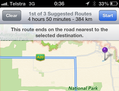 Une photo de la route vers Mildura telle que la présente Apple Maps, qui dévie vers le Murray-Sunset National Park, un terrain propice aux accidents et aux  températures supérieures à 110 degrés Fahrenheit. (Capture d’écran de Epoch Times) 