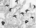 Une ancienne gravure chinoise représentant les femmes de la Cour jouant de la musique. (Image du domaine public)

