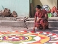 Le kolam de Deepalakshmi a remporté le premier prix dans son quartier de Puducherry, en Inde. (Venus Upadhayaya/Époque Times) 