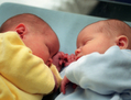 Deux nourrissons au service maternité de l’hôpital franco-britannique de Levallois-Perret. (Didier Pallages/AFP)

