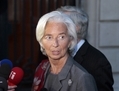 Christine Lagarde, directrice générale du FMI et ex-ministre de l’Économie, à la conférence de presse le 24 mai 2013 à Paris après son audition à la Cour de justice de la République. (Jacques Demarthon/AFP/Getty Images)
