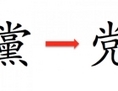 Le caractère chinois u00ab parti » (ci-dessus) signifie organisation politique. u00ab Parti » en chinois traditionnel signifie u00ab noir » ou u00ab sombre ». La raison pour laquelle le PCC a remplacé les caractères traditionnels (à gauche) par les caractères simplifiés (à droite) a pour but de dissimuler sa nature perverse et de tromper les gens. (Brad T./China Gaze) 