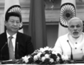 18 septembre 2014, New Delhi: le dirigeant chinois Xi Jinping prend la parole lors d’une conférence de presse avec le Premier ministre Nanrendra Modi. Ce dernier a exprimé ses inquiétudes au sujet des incidents sur la frontière entre les deux pays. (Raveendran/AFP/Getty Images)