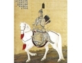 L'empereur Kangxi en armure, monté sur un cheval. (Domaine public)