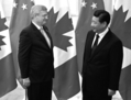 Le premier ministre canadien, Stephen Harper, en compagnie du président chinois, Xi Jinping, à Pékin le 9 novembre 2014 (Petar Kujundzic/Pool/Getty Images)