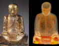 IRM révélant la momie du maître bouddhiste Liuquan à l’intérieur d’une statue de bouddha. (Musée Drents)
