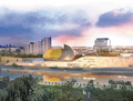La Cité musicale joue sur les réflexions de l’eau: l’Auditorium est posé sur la Seine et sa coque en bois semble flotter sur le fleuve. (Jean De Gastines Architectes)
