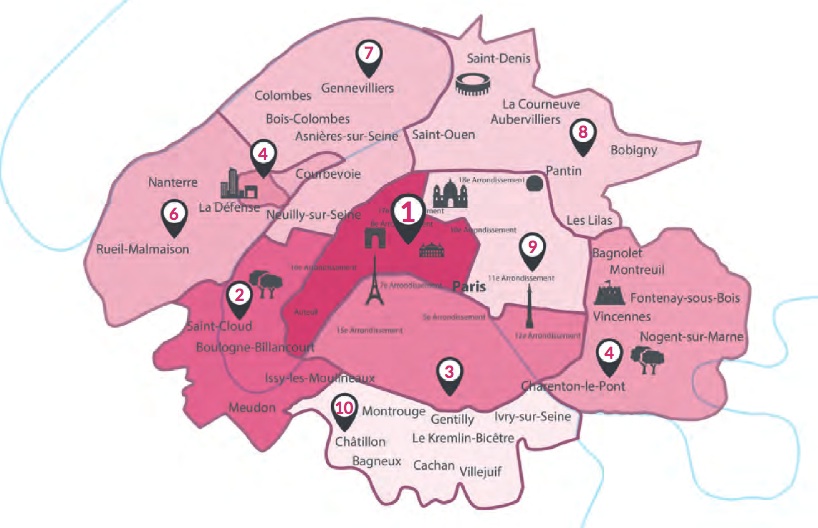 Classement des quartiers préférés des cadres franciliens. (Paris Workplace 2015) 