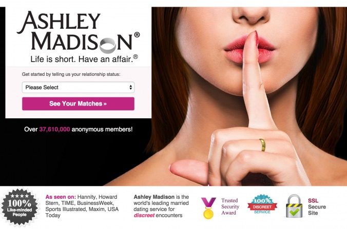 Home Page du site Ashley Madison 