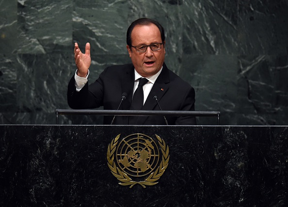 Le président français François Hollande lors de son discours devant les Nations Unies le 27 septembre à New York. (TIMOTHY A. CLARY/AFP/Getty Images)