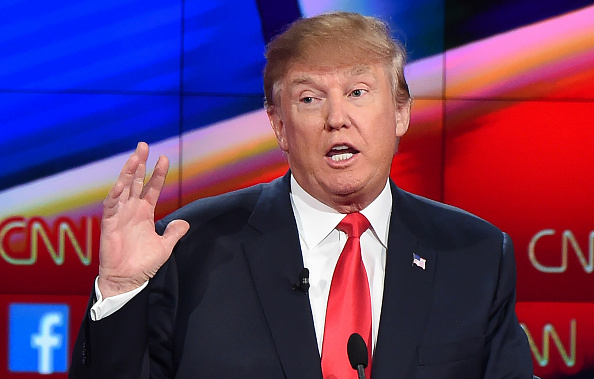 Donald Trump, lors du débat télévisuel des candidats à la Maison Blanche retransmis par CNN, à Las Vegas, le 15 décembre 2015.     (ROBYN BECK/AFP/Getty Images)