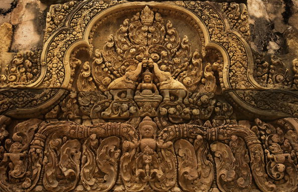 Une fresque sculptée du temple d'Angkor Wat au Cambodge (Ian Walton/Getty Images)