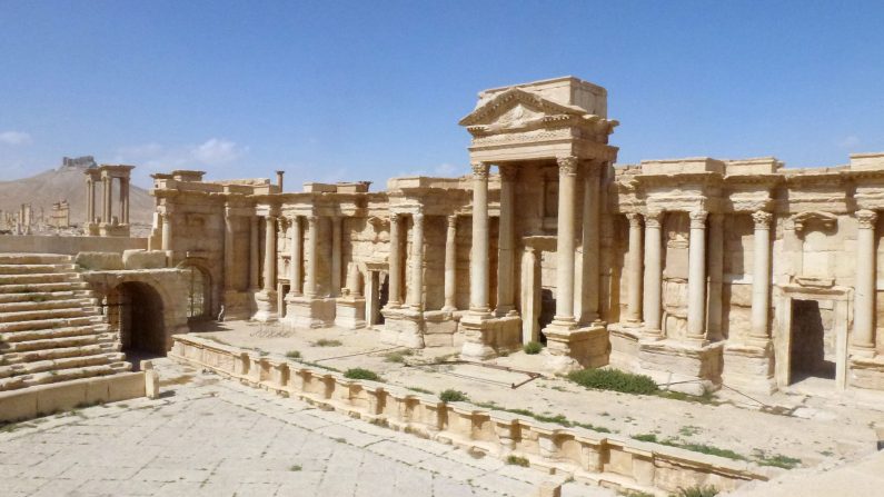 Théâtre de la cité antique de Palmyre, le 27 mars 2016, après sa reconquête par les troupes de Syrie alors qu'elle était aux mains de l'État islamique. (MAHER AL MOUNES/AFP/Getty Images)