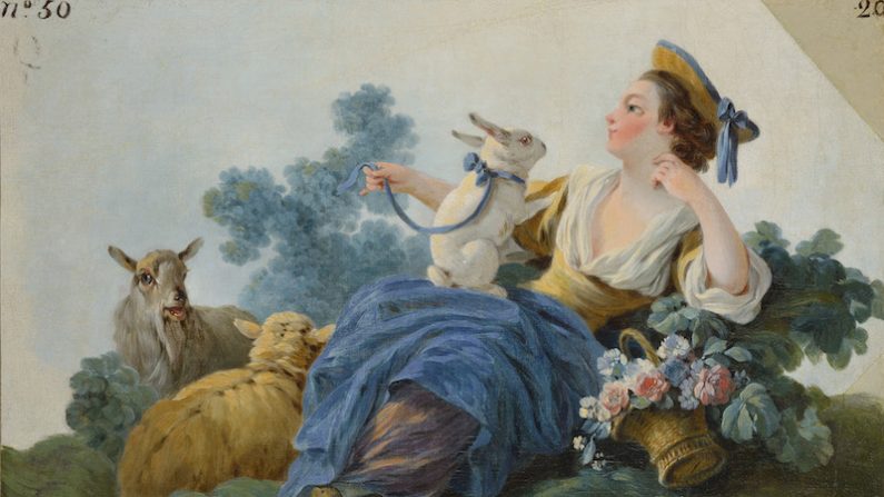 Bergère avec moutons et lapin, vers 1780, huile sur toile. (© Jean-Louis Losi)