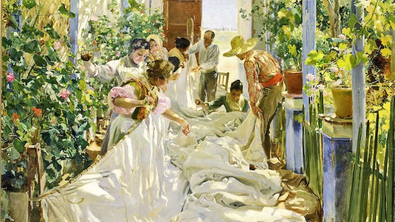 Joaquín Sorolla Cousant la voile (détail), 1896 Huile sur toile, 222 x 300 cm. (Archive Fondazione Musei Civici di Venezia)