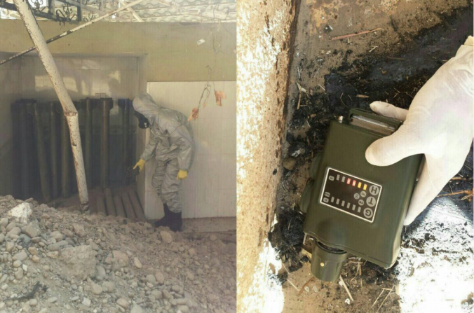 Prise d’une cache d'armes chimiques contenant des roquettes artisanales et du gaz moutarde, appartenant à l’EI (État Islamique) à Qayyarah, en Irak. (Ed Alexander/BLACKOPS Cyber)