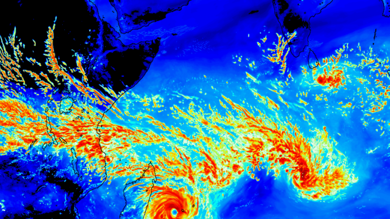 Un cyclone modélisé par un modèle de climat à haute résolution. (Cerfacs)
