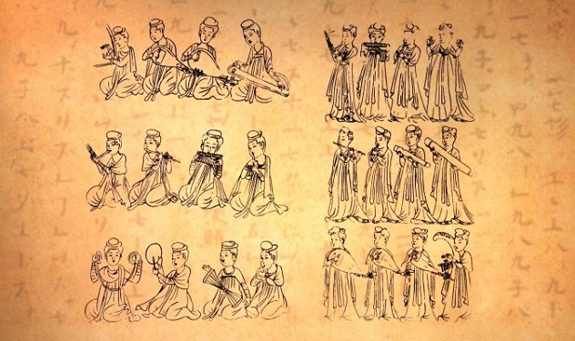 La musique traditionnelle chinoise est basée sur l’ancien système pentatonique (échelle des cinq tons).