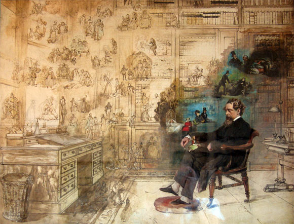 Le Rêve de Dickens (Dickens' Dream) tableau inachevé de Robert William Buss (1804-1875) - Musée Charles Dickens de Londres