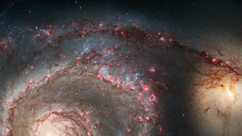 La galaxie M51 photographiée par Hubble (Copyright STScI, domaine public)