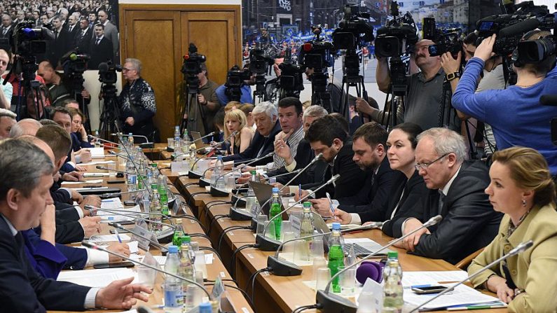Discussions sur les scandales de dopage à Moscou, en mars 2016. (Photo de VASILY MAXIMOV/AFP/Getty Images)