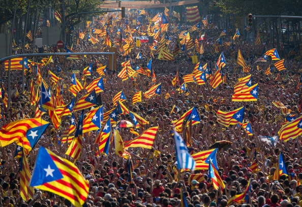 Des manifestants pro-indépendance le 11 septembre à Barcelone.  (David Ramos/Getty Images)
