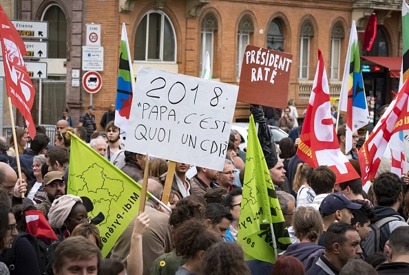 Manifestation contre la réforme du travail à Toulouse le 11 septembre 2017, à l’occasion de la visite du président français. (ERIC CABANIS/AFP/Getty Images)