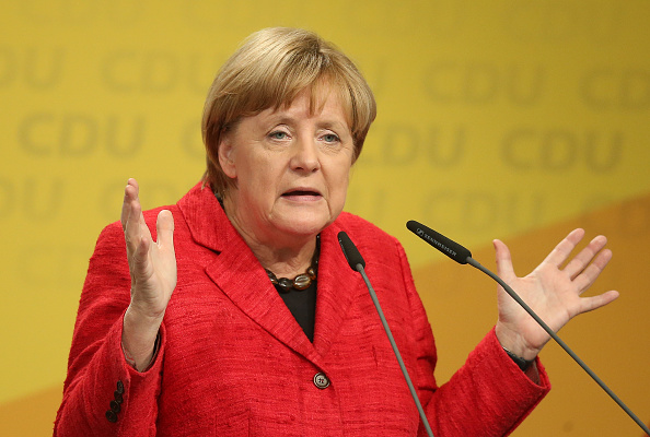 Angela Merkel lors de sa campagne électorale, le 19 septembre à Schwerin. 
(Sean Gallup/Getty Images)