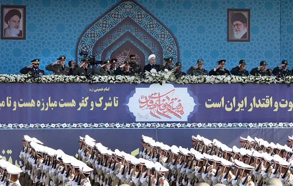 Téhéran, le 22 septembre, parade militaire marquant le début de la guerre avec l'Irak qui a duré de 1980 à 1988. 
(STR/AFP/Getty Images)