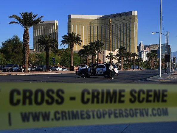 La scène du crime de la fusillade du 2 octobre qui a fait 58 mort à Las Vegas.
(MARK RALSTON/AFP/Getty Images)