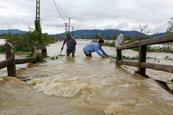 Zone inondée dans la province centrale de Nghe An le 11 octobre 2017.
(VIETNAM NEWS AGENCY/AFP/Getty Images)