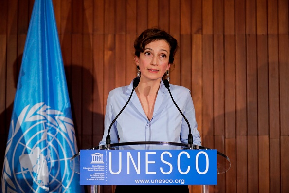 C'est finalement la Française, Audrey Azoulay, qui a été choisie pour être à la tête de l'UNESCO. Elle s'adresse à la presse après son élection le 13 octobre 2017. 
(THOMAS 
SAMSON/AFP/Getty Images)