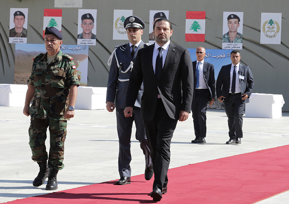 Le Premier ministre libanais Saad Hariri (C), lance en démissionnant un signal d'alarme contre la dangereuse influence du groupe terroriste Hezbollah au Moyen Orient.
(ANWAR AMRO / AFP / Getty Images)