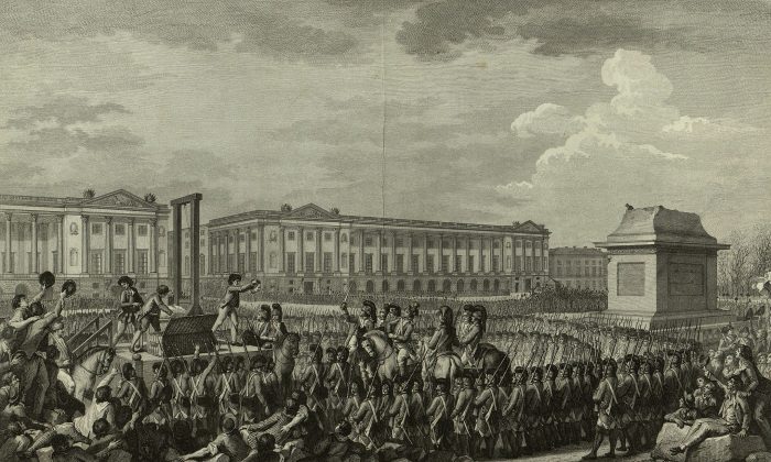 Une gravure montre la décapitation de Louis XVI pendant la Révolution française. (Bibliothèque nationale de France)