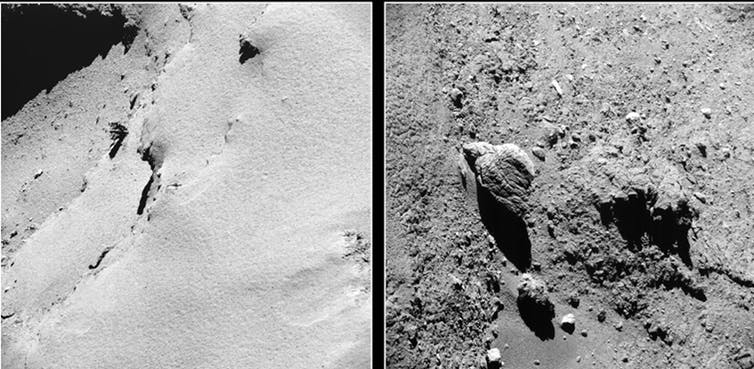 La comète Tchouri, vues de près. (ESA/Rosetta/NavCam, CC BY-SA)