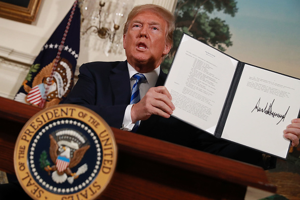 Le président américain Donald Trump a annoncé que les Etats-Unis quittaient l'accord de Vienne signé en 2015 pour mettre un terme au programme nucléaire iranien. (Photo :  Chip Somodevilla/Getty Images)