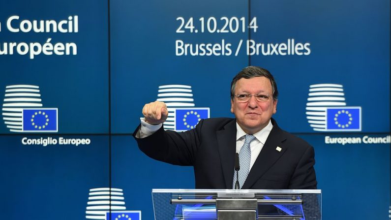 M. Barroso donnait sa dernière conférence de presse à la présidence de l'Union européenne son poste s’achevait le 30 octobre 2014 et sera remplacé par le président élu Jean-Claude Juncker. Photo : EMMANUEL DUNAND / AFP / Getty Images.