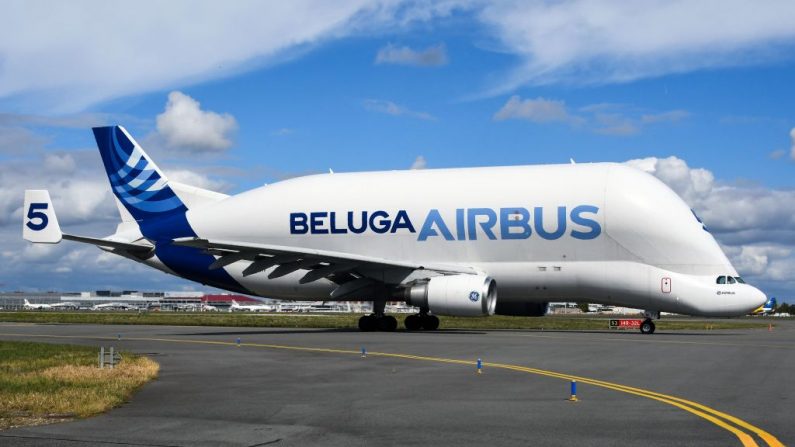 L'Airbus A330-743L Beluga XL est destiné à remplacer l'actuel Beluga ST à partir de 2019, ici l’exemple d’un Airbus A300 Beluga, cargo hors-série à l'aéroport de Toulouse-Blagnac. Photo PASCAL PAVANI / AFP / Getty Images.