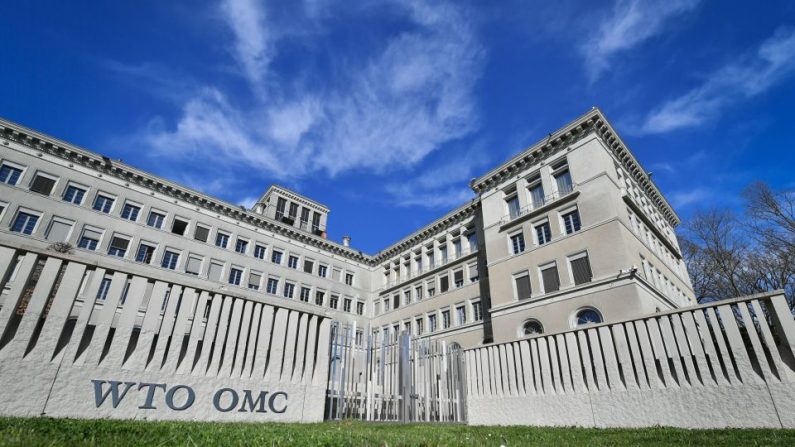 Le siège de l'Organisation mondiale du commerce (OMC) vu à Genève le 12 avril 2018. L’OMC devrait publier ses dernières prévisions à mesure que les tensions commerciales entre les États-Unis et la Chine s'intensifieront. Photo COFFRINI / AFP / Getty Images.