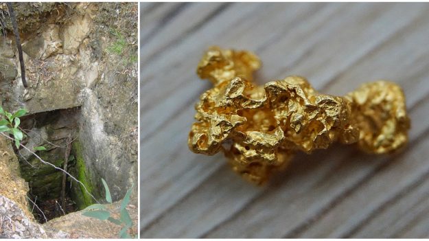 Il se promène dans son jardin et découvre une vieille mine d’or cachée dans le sol !