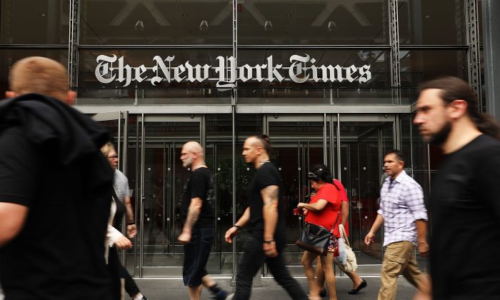 Le bâtiment du New York Times à New York le 27 juillet 2017. (Spencer Platt / Getty Images)