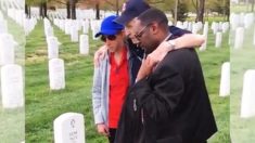 Un ancien combattant de 96 ans de la Seconde Guerre mondiale est ému par des employés au cimetière qui le transportent jusqu’à la tombe de son épouse
