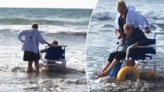 Une femme de 90 ans pleure de joie en se rendant à la plage pour la première fois