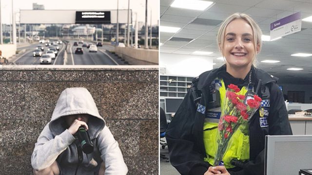 Un homme suicidaire offre des fleurs à la policière qui l'a sauvé