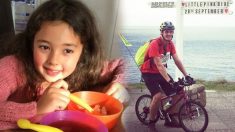 À la mémoire de sa fille disparue, ce père qui mesure 1,80 m parcourt 340 km sur un vélo rose de fillette