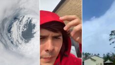 Une vidéo de l’œil de l’ouragan montre un ciel étrangement calme et bleu