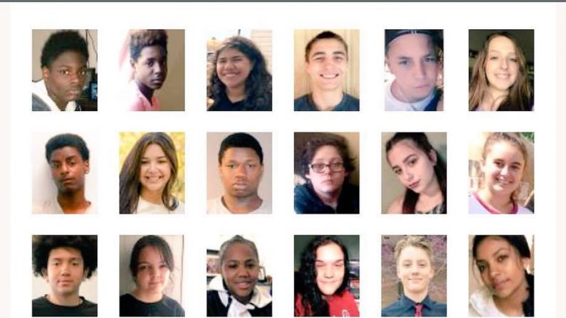 Une image composite d'enfants disparus provenant d'une campagne du National Center for Missing and Exploited Children (NCMEC/Facebook) 