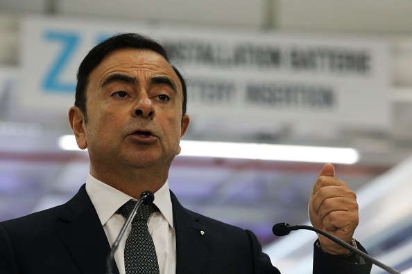 -Carlos Ghosn, président-directeur général de Renault-Nissan-Mitsubishi, prononce un discours lors de la visite du président français à l'usine Renault de Maubeuge, dans le nord de la France, le 8 novembre 2018. Photo LUDOVIC MARIN / AFP / Getty Images.